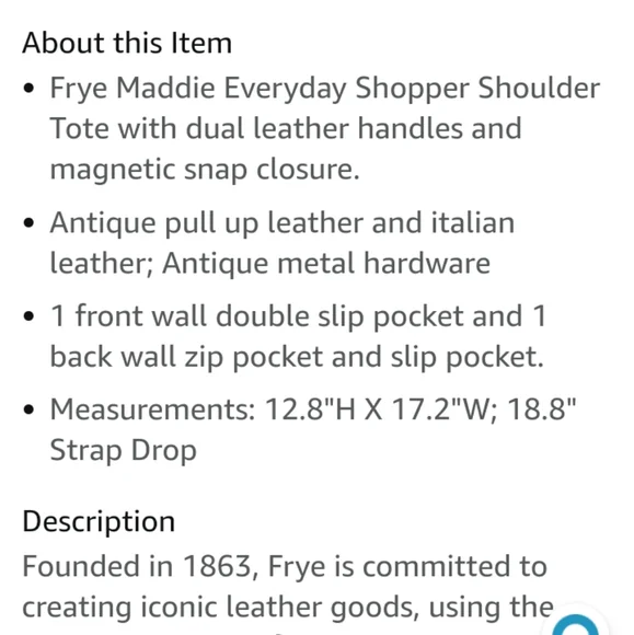 Frye Maddie Shopper Genuine Leather Handbag Tan Caramel Brass Braided Western - Picture 10 of 12